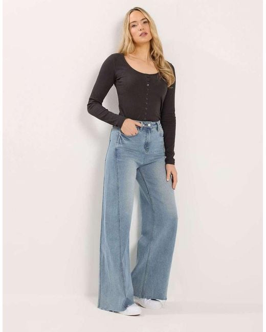 Long Tall Sally Blue Twist Seam Wide Leg Jeans
