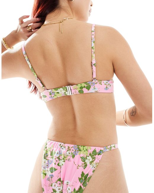 Reclaimed (vintage) Pink – bügel-bikinioberteil mit blumenmuster und schleifen