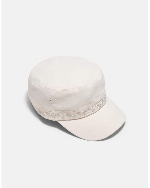 Stradivarius White Embroidered Sailor Cap