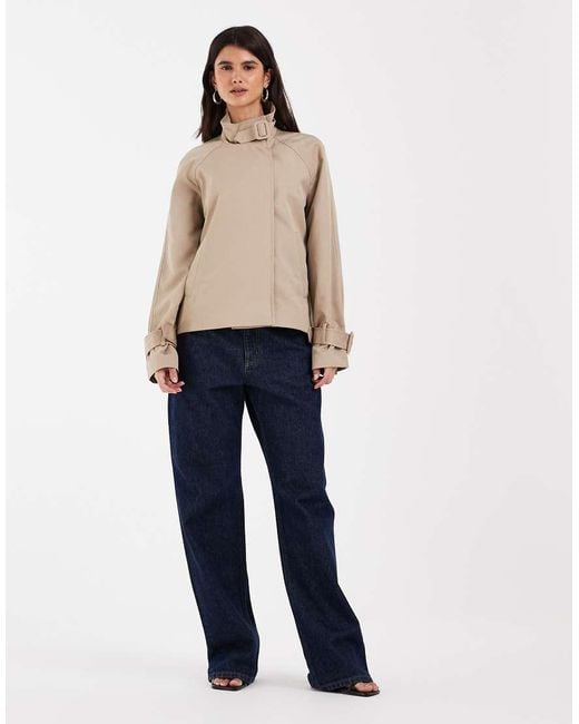 Vero Moda Brown Funnel Neck Short Trench Coat