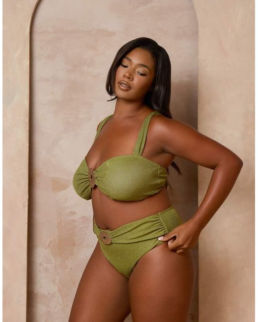 Moda Minx Curve Brown X Alessa Tyrrell-charles Glitter Wrap Bikini Bottoms