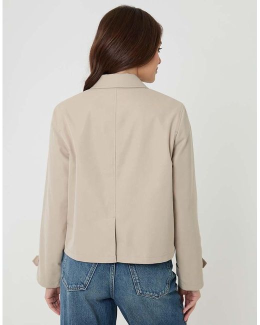 Threadbare Natural Cropped Hooded Trench Coat
