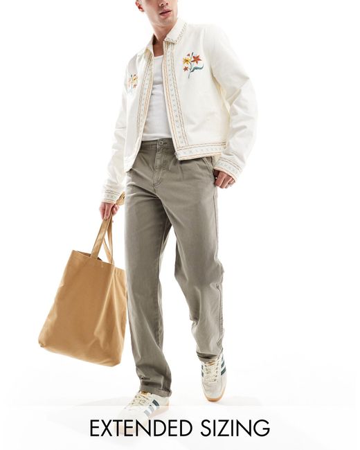 Pantalon chino décontracté - délavé ASOS pour homme en coloris White