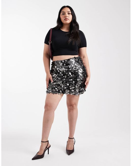 ONLY Black Disc Sequins Mini Skirt