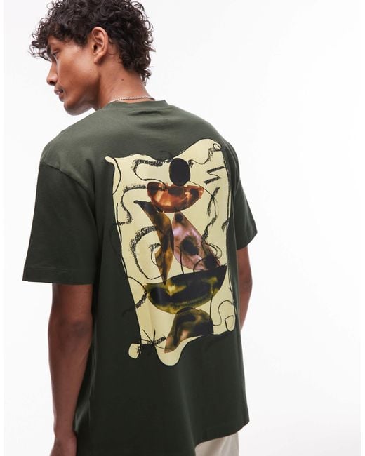 Topman Gray Oversized Fit T-shirt With Front And Back Watercolor Shapes Print for men