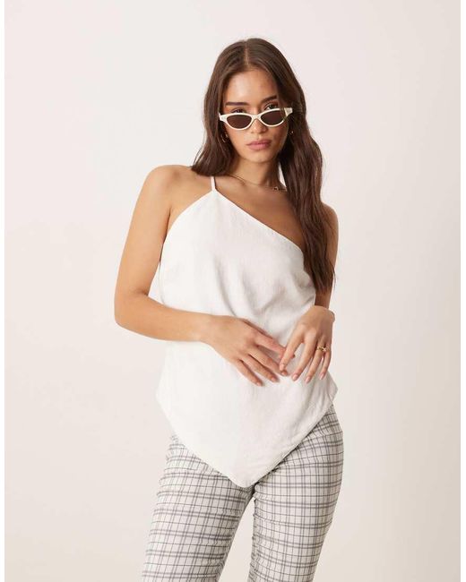 Abercrombie & Fitch Top Met Asymmetrisch Strikdetail in het White