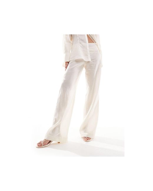 Selection - pantaloni leggeri neutri trasparenti di Mango in White