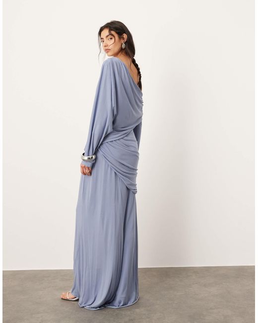 Off-Shoulder Draped Maxi Dress