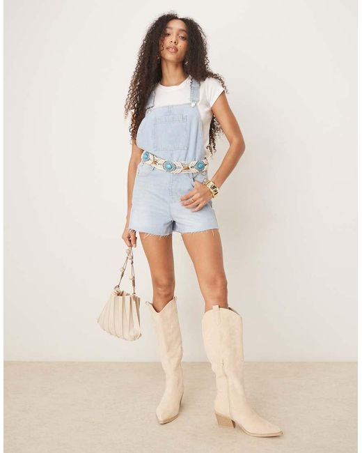 Nobody's Child Natural Shortie Denim Dungaree Playsuit