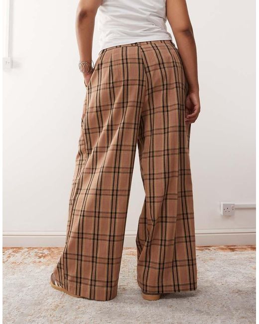 Noisy May Brown High Waist Wide Leg Trousers With Pleat Detail