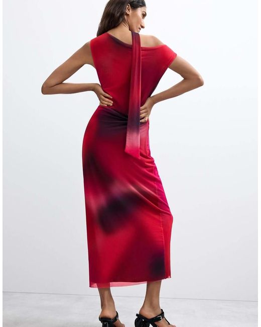 Desigual Red Asymmetric Draped Dress