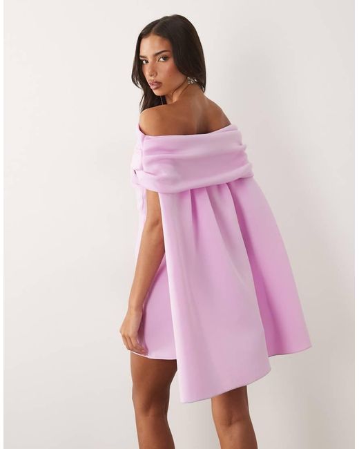 ASOS Pink Twist Bardot Mini Dress With Cape