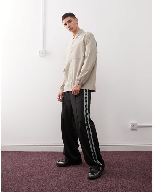 Weekday White Wide Leg Sweatpants With Side Tape Details for men