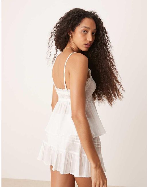 ASOS White Crinkle Cotton Beach Crop Top
