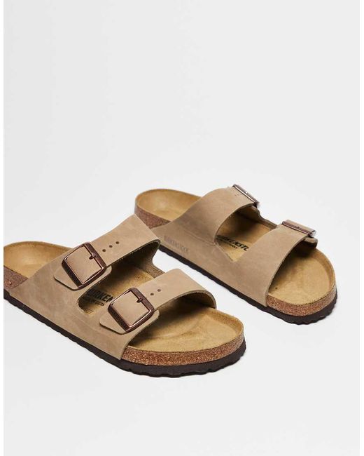 Sandalias Color Tabaco De Cuero Engrasado Arizona De Birkenstock de color White