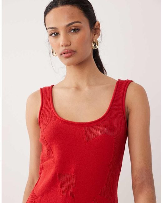 ASOS Red Fine Knit Floral Maxi Dress