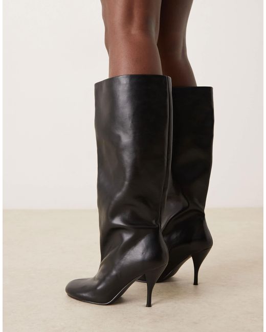 ASOS Natural Charisma Wide Pull On Heeled Knee Boots