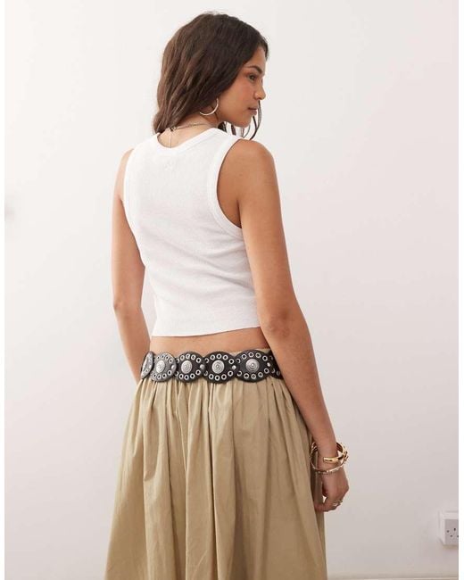 Collusion White Waffle Vest Top