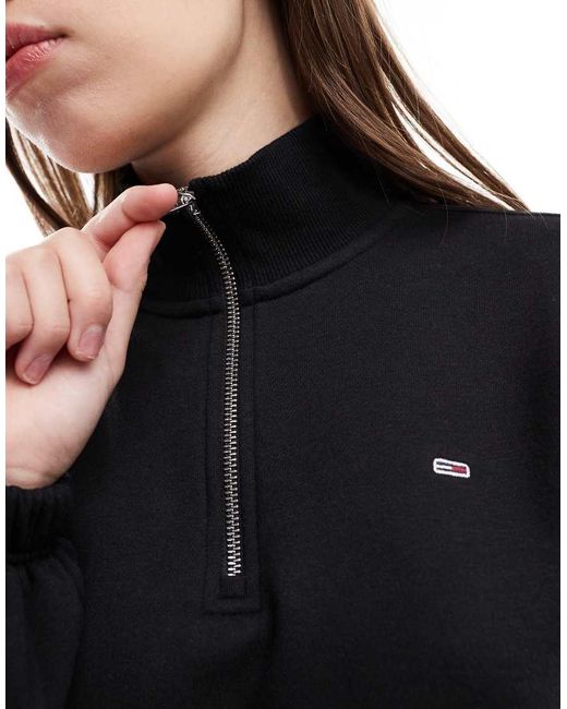 Tommy Hilfiger Black Boxy Half Zip Sweatshirt