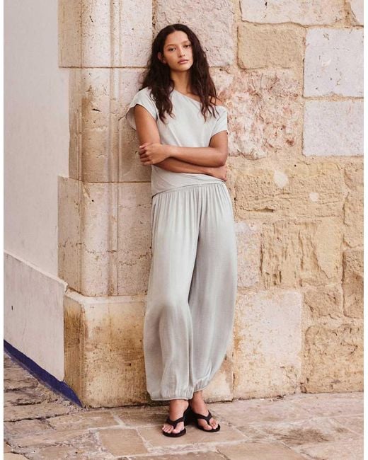 Pull&Bear Brown Satin Sarouel Trousers