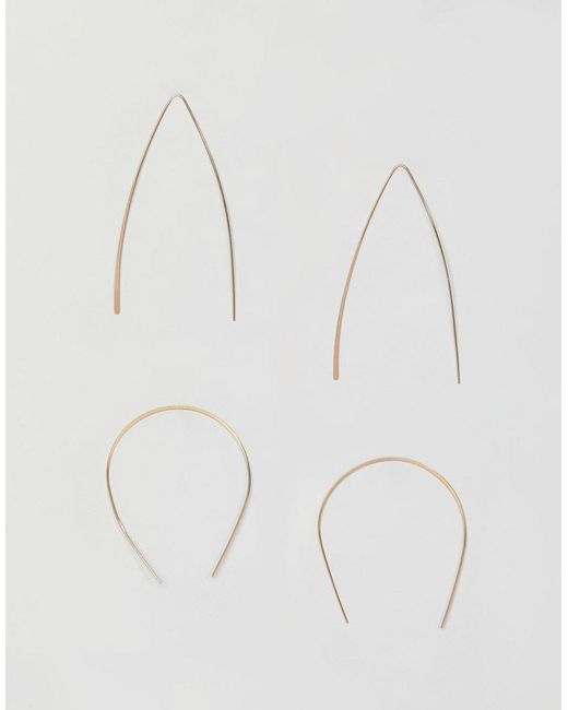 Lyst Asos Pack Of 2 Pull Through Earrings In Gold Metallic Asos Metallic Pack Of 2 Pull Through Earrings In Gold Lyst