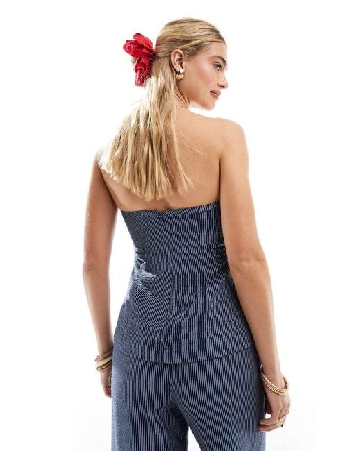 New Look Blue Co-ord Stripe Bandeau Waistcoat