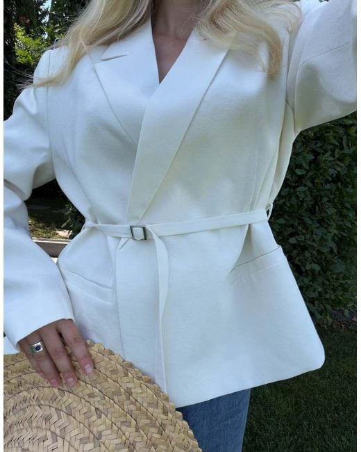 NA-KD Green Short Belted Wide Shoulder Blazer