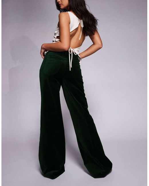 GOOD AMERICAN Black Good Waist Velvet Palazzo Trousers