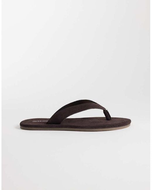 Jack & Jones Black Suede Flip Flops for men