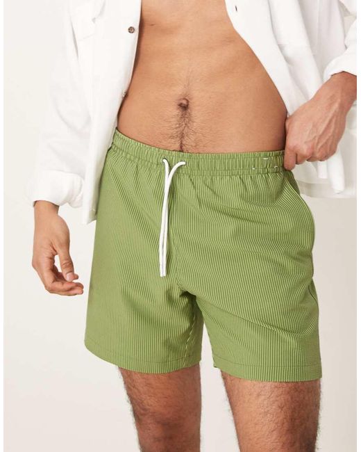 Abercrombie & Fitch Natural 7 Inch Drawstring Swimming Trunks for men