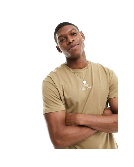 Polo Ralph Lauren Natural Central Logo T-shirt Classic Oversized Fit for men