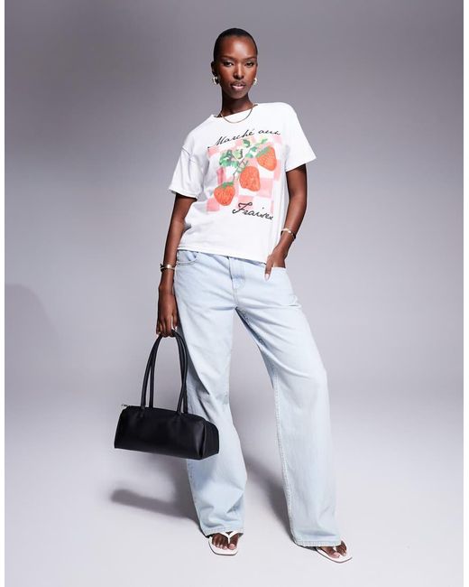 River Island White Strawberry Gingham Print Baby Tee