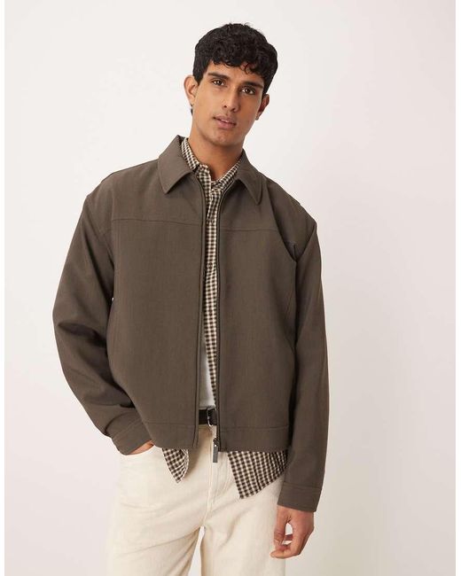 ASOS Brown Smart Harrington Jacket for men