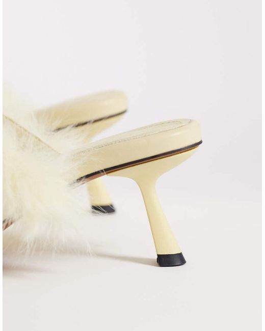 ASOS Natural Hercules Faux Fur Minimal Mid Heeled Mules
