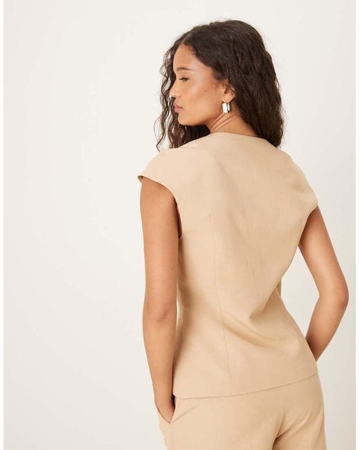 ASOS Natural Linen Blend Cap Sleeve Waistcoat