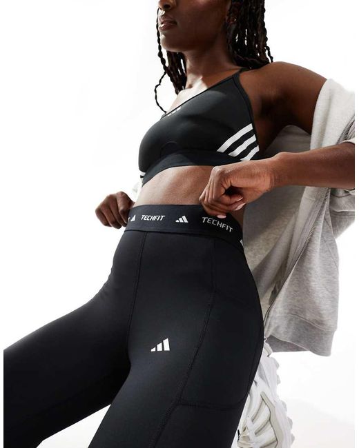 Adidas Originals Black Techfit Stash Pocket Full-Length Leggings