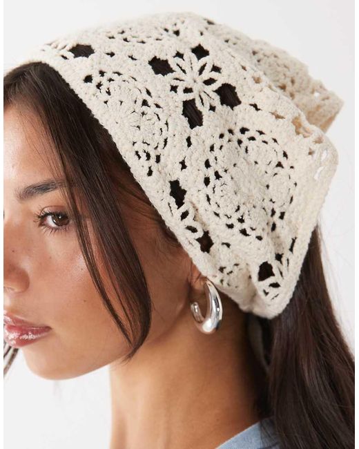Kiwi & Co White Crochet Headscarf