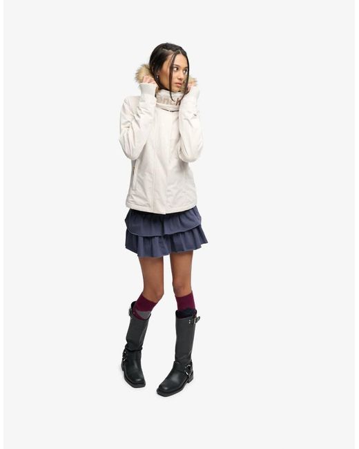Bench x Superdry & Co White Faux Fur Hooded Windcheater Jacket