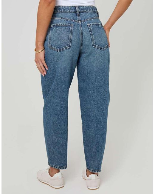 Threadbare Blue Petite Barrel Leg Jeans