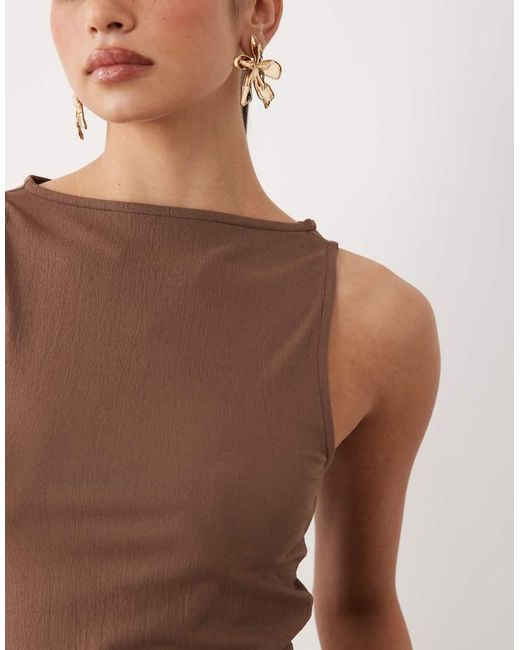 ASOS Natural Textured Crepe Sleeveless Peplum Mini Dress