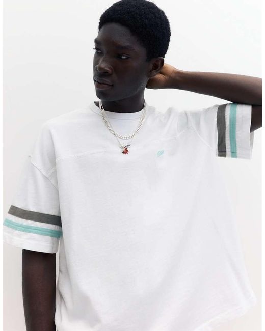 Pull&Bear White Stwd Striped T-shirt for men