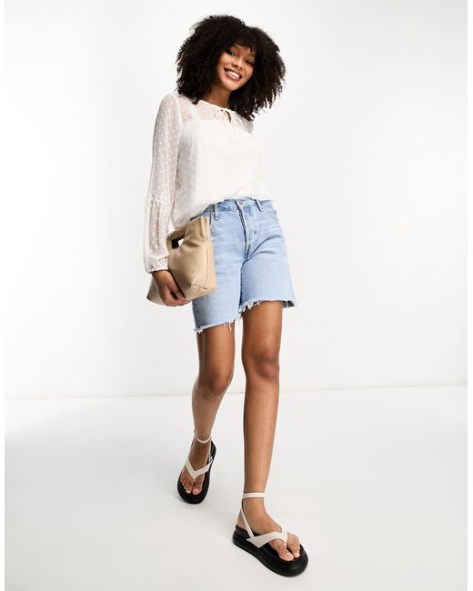 Vila White Dobby Sleeve Blouse