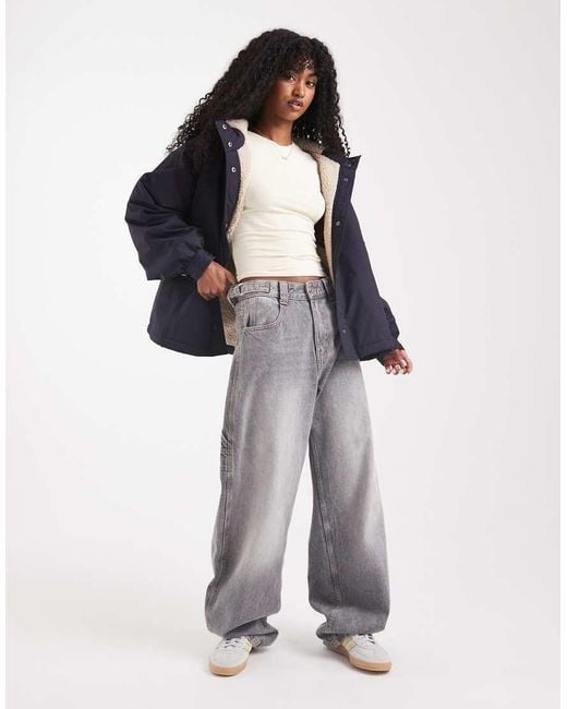 ASOS Blue Oversized Fleece Lined Rain Coat