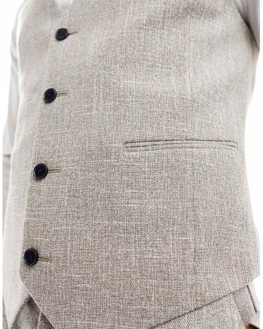 Chaleco De Traje Entallado Microtexturizado De - Neutro ASOS de hombre de color White