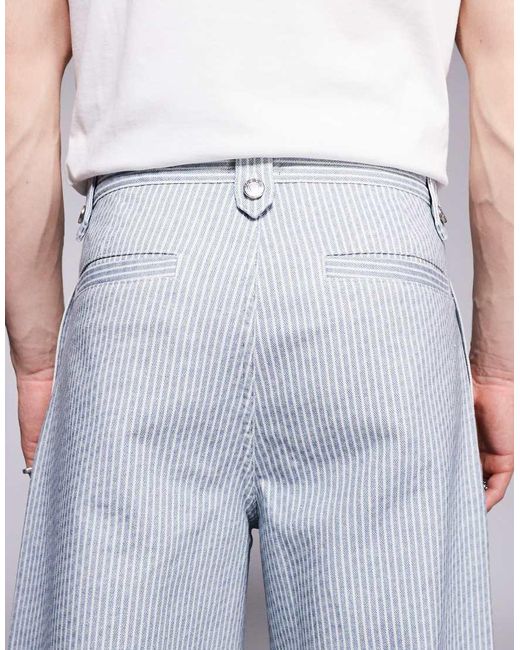ASOS Purple Premium Pleated Pinstripe Trouser for men