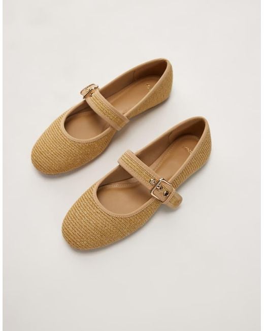 Mango Blue Woven Ballet Pump