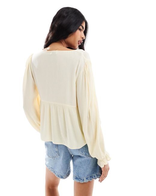 Miss Selfridge White Tie Front Peplum Blouse