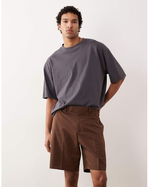 ASOS Brown Tailored Regular Shorts for men