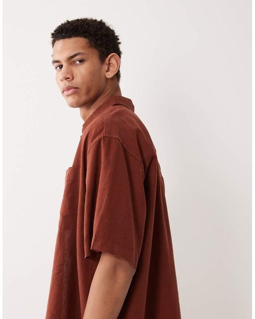 ASOS Red Oversized Linen-blend Shirt for men
