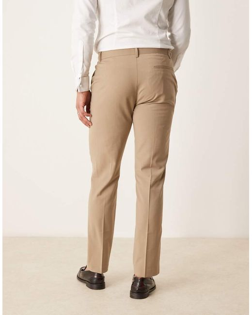 ASOS Natural Washable Slim Suit Trousers With Lightweight Worsted Wool for men